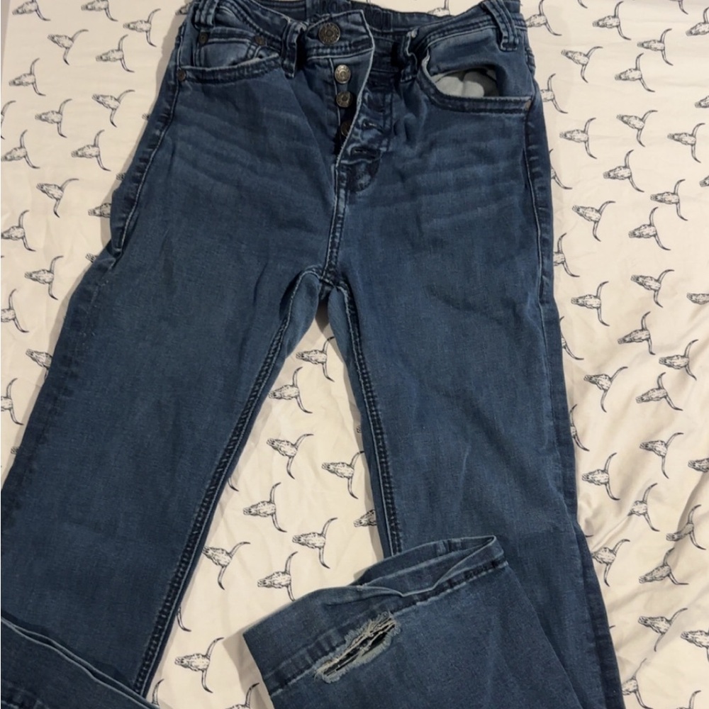 Blue Flare Wide Leg Jeans